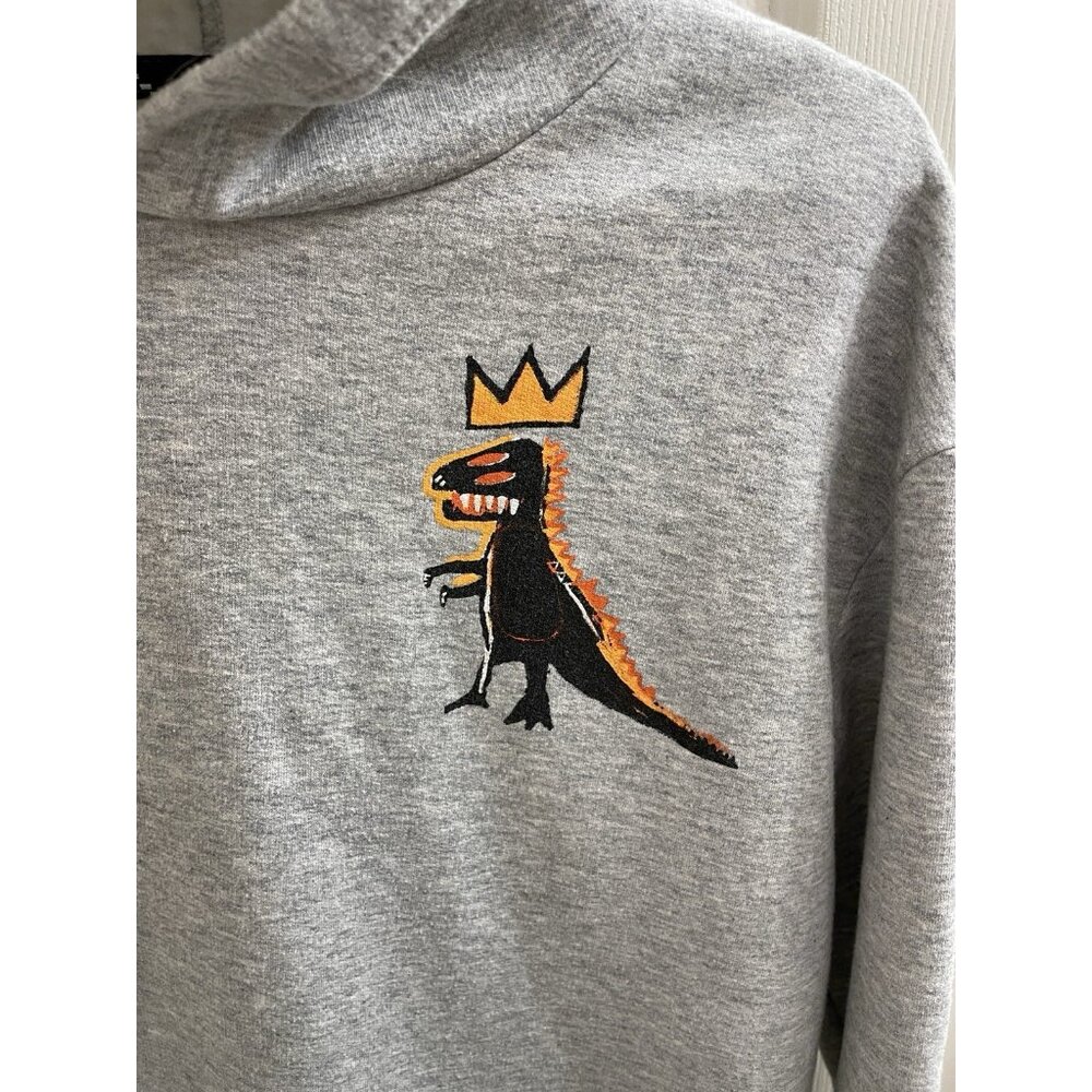 Jean Michel Basquiat Hoodie Boys L 14 Youth Gray Pullover Sweatshirt Fleece - Picture 6 of 10